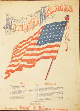 Antique Sheet Music 1861 34 Star Flag Civil War Grand Union Melody 9 Pages Words