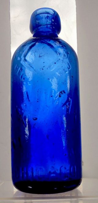 J.  A.  Lomax Chicago Illinois Antique Hutchinson Soda Bottle.  Cobalt Blue