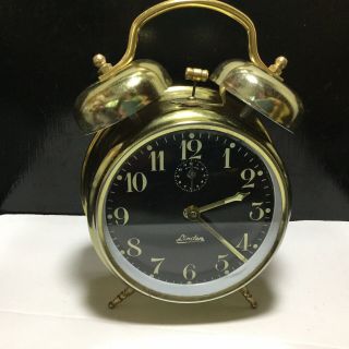 Vintage Linden Wind Up Double Bell Brass Alarm Clock Glow In Dark Hands/numbers