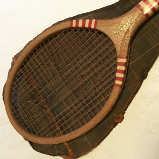 Antique Vintage Wood Tennis Racket " Service " By Goldsmith Athletic Goods
