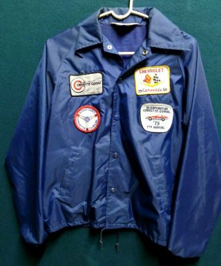Vintage K - Mart Nylon Jacket W/ 5 Corvette Sewn Patches Size 16 - 18 Youth L