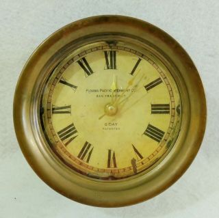 Antique/vtg Panama Pacific Steamship Co.  San Francisco Brass 8 Day Clock