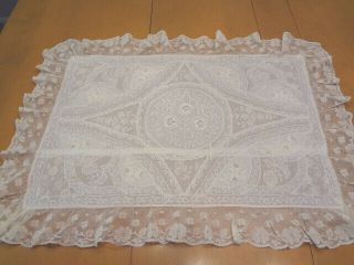 Fabulous Early Vintage Normandy Lace Pillow Sham - 27 " By 19 "