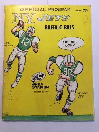 York Jets 1966 Afl Program Bills Vs Jets Oct 30,  1966
