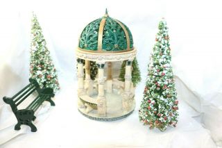 Lemax Vintage Gazebo No Lights 1990s And Christmas Trees With Green Bench