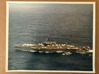 Released Official Us Navy Photo Of Uss Midway 10x8 Vintage Color Photograph 1974