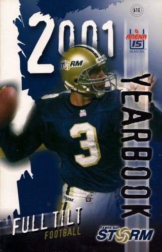 2001 Tampa Bay Storm Arena Football League Media Guide - Afl Fwil