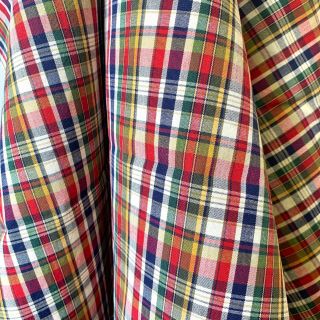 2.  8 Yds Vtg Cotton Plaid Shirting Fabric 45 " Wide Yellow Green Red Blue White