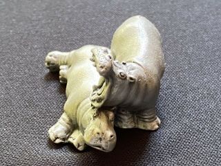 Oop Hudson Pewter Noah’s Ark Figurine - 7606 Hippo Pair 1994 Vtg