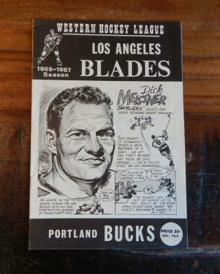1966 Los Angeles Blades Vs Portland Bucks Whl Western Hockey League Program