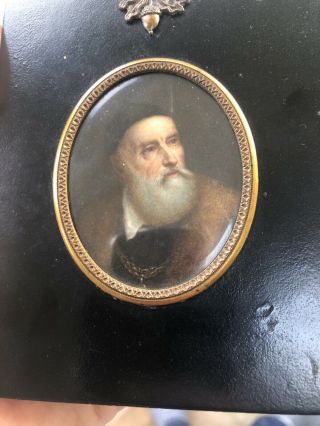 Fine Antique Grand Tour Miniature Portrait Painting Titian
