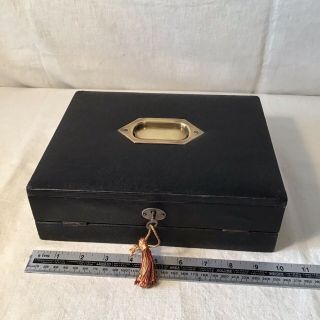 Handsome Antique Writing Slope In Leather Case With Key