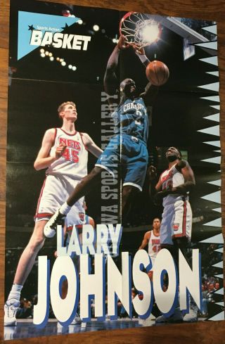 1996 Larry Johnson Jerry Stackhouse Fold Out Double Sided Poster From French Mag