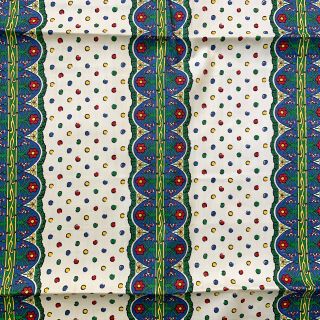 3 Yds Vtg Polka Dot Stripes Floral Cotton Fabric 36 " Wide 60s