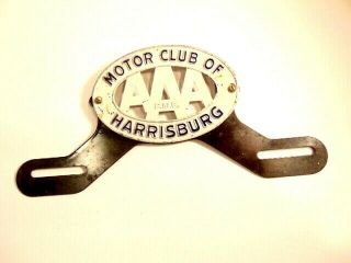 Vintage Enameled Metal Motor Club Of Harrisburg License Plate Topper