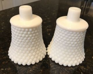 Set Of Two Vintage White Milk Glass,  Hobnail,  Votive Candle Holders