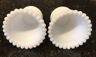 Set Of Two Vintage White Milk Glass,  Hobnail,  Votive Candle Holders 3