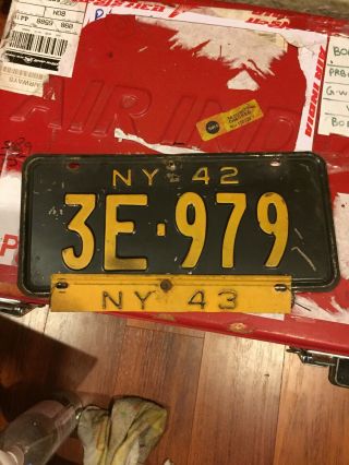 Ny License Plate Pair 1942 With 43 Tag Topper 3e979