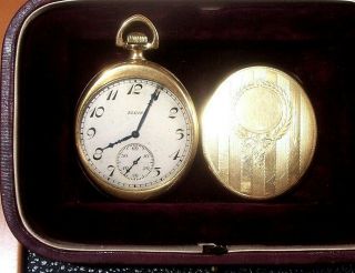 Unusual Antique Oval Elgin 15 Jewel Gold Filled Pocket Watch