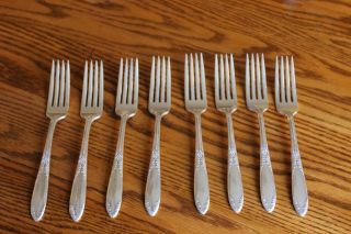 Vintage National Silver Co King Edward Silverplate Forks Set Of 8