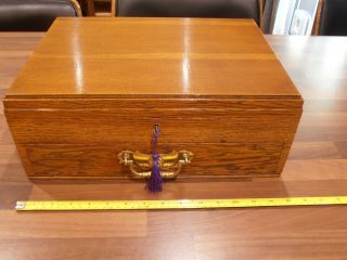 Antique Lined Collectors Box With Inner Drawer,  Lock And Key