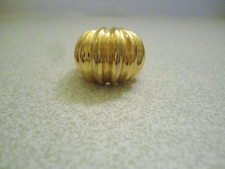 Vintage Gold Color Dome Ring With Ripples In Top Size 8.  25