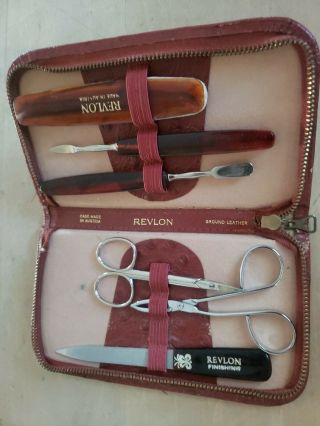 Vintage Revlon Pedicure Kit W/ Leather Case