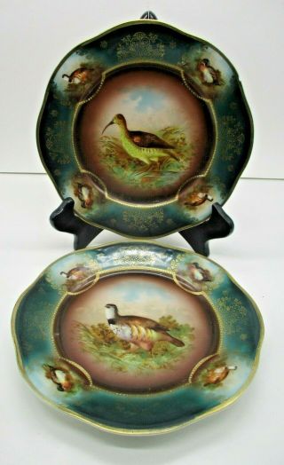 2 Mignon Z S & Co Bavaria Bird Plates Vintage