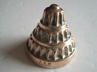 Antique Victorian Small Copper Jelly Mould - Fluted 3 Tier Cone A B Marshall
