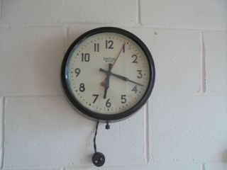 Vintage Brown Bakelite Smiths Sectric Wall Clock 26 Cm Front Diameter