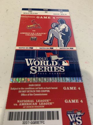 2013 World Series Game 4 Ticket Stub - Cardinals Vs.  Red Sox