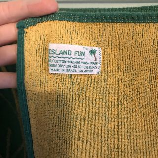 Vintage Island Fun Tiger Beach Towel Yellow Green Reversible 58 
