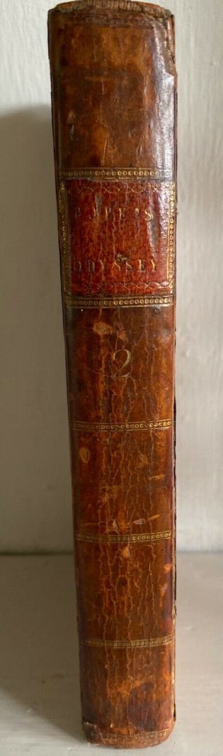 Antique 18c Leather Bound Book: Pope’s ‘the Odyssey Of Homer’