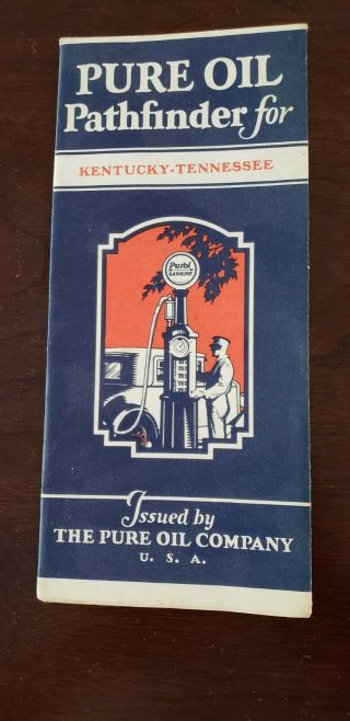 1929 - 1931 Pure Oil Kentucky - Tennessee Vintage Road Map
