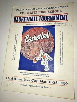 1950 Iowa High School Boys Basketball State Tournament Program,  Iowa City Field