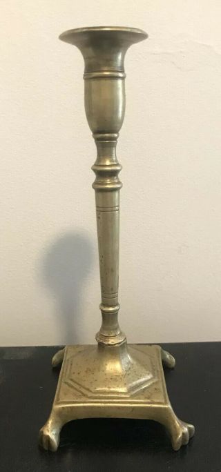 Old Antique 18th 19th Century Gilt Bronze Spanish English Candlestick Claw Foot