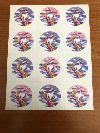 Vintage 80’s Lisa Frank Unicorn Sticker Sheet S105