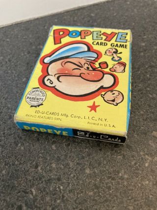 Vintage Popeye Card Game,  Complete 36 Cards & Instructions By Ed - U - Cards