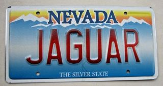 Nevada Vanity License Plate " Jaguar " Xke Xk Xj Jag British Sports Car Uk