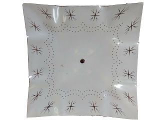 Vintage Mid Century Ceiling Light Shade - Atomic Starburst - Frosted Square