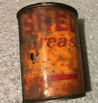 Vintage 1950s? Shell Motor Oil Car Grease 1 Lb.  Tin Can Gas Service Station Auto