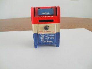 Vintage Small Tin U.  S.  Mail Box Coin Bank