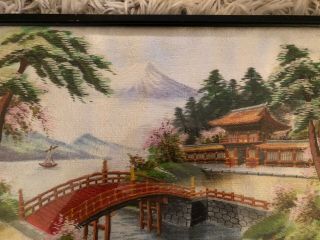 Exquisite Antique Framed Japanese Silk Embroidery Needlepoint Landscape Picture 3