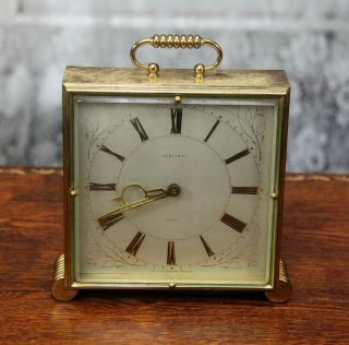 Rare Antique E.  Ingraham Sentinel 8 Day Gold Tone Carriage Mantel Clock