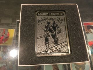 1993 Mario Lemieux Pittsburgh Penguins Old English Pewter Hockey Card Mib 10,  066