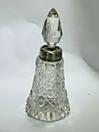 Art Deco 1922 London Sterling Silver & Crystal Perfume Bottle