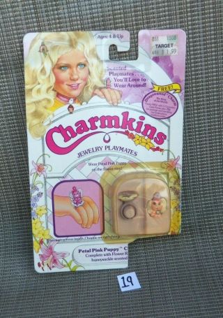 Vintage Hasbro Charmkins Doll Jewelry Vhtf Mip Petal Pink Puppy Ring Charmkin
