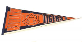 Vintage 90’s Auburn University Tigers Orange,  Blue & White Ncaa Pennant
