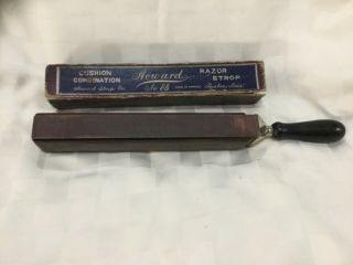 Vintage Howard Strop Co Leather Razor Strop 14” Sharpener With Wood Handle,  D1