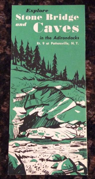 Vintage Travel Brochure Stone Bridge And Caves In The Adirondacks Scenic Ny